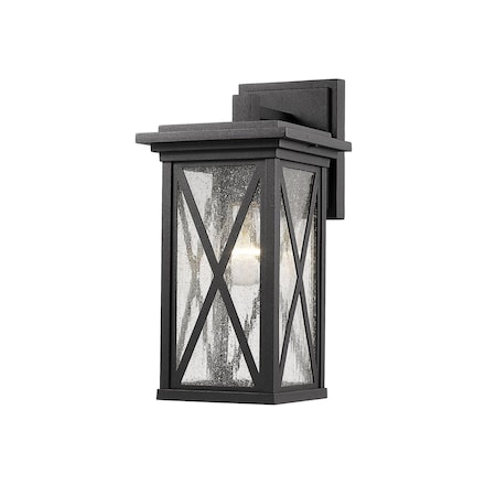 Z-Lite Brookside 1 Light Outdoor Wall Sconce, Black And Clear Seedy 583S-BK